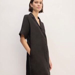 NWOT Everlane 100% European Linen Shirt Dress Womens XS Black Button Up Boho